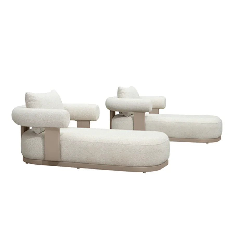 PURPLE LEAF Provence – Chaise longue extérieure moderne haut de gamme en aluminium avec coussin lombaire en oléfine et accoudoirs
