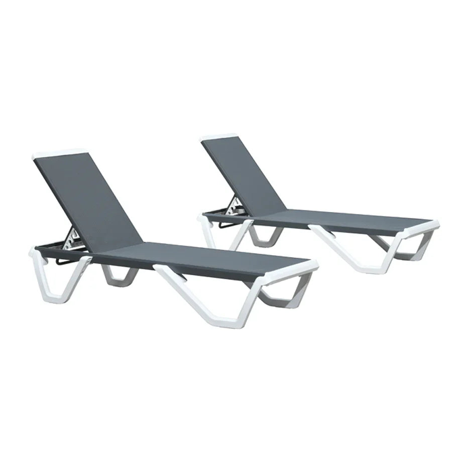PURPLE LEAF – Chaise longue de terrasse en plastique avec structure en aluminium, empilable, pour piscine, plage et bain de soleil