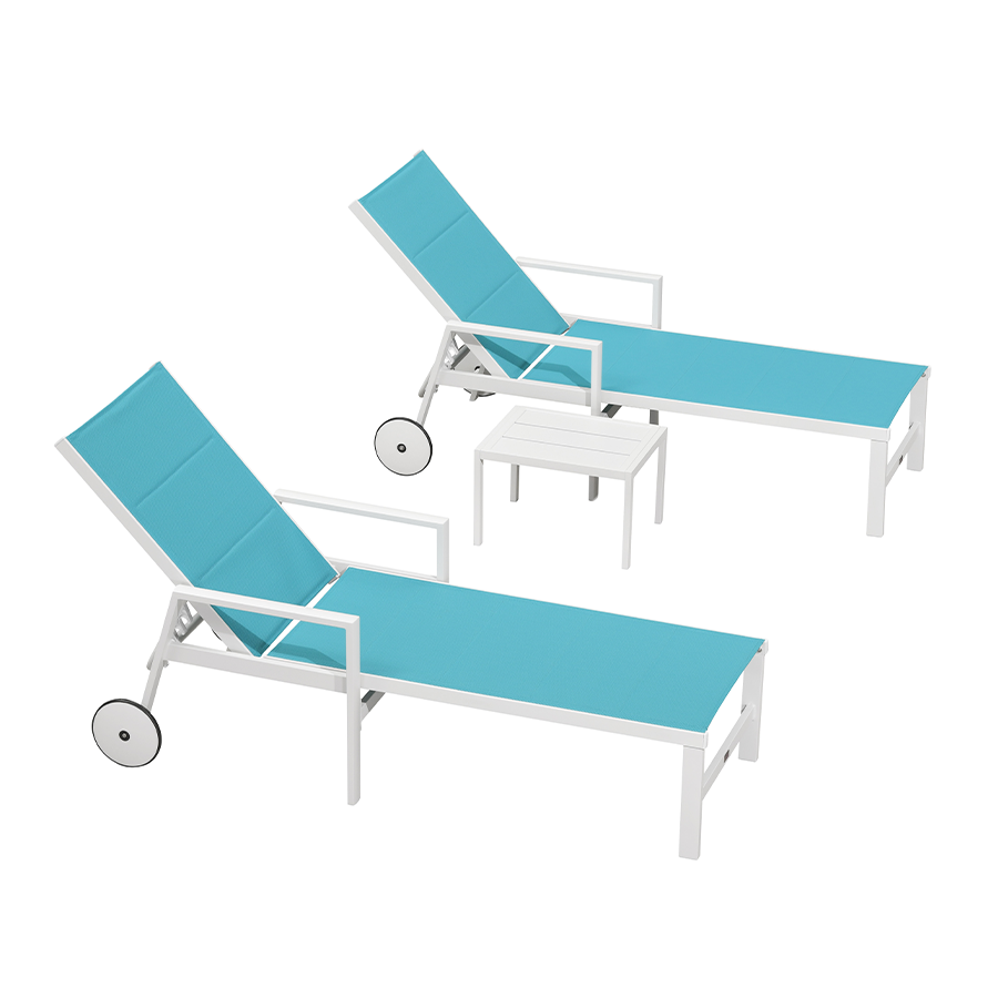 PURPLE LEAF – Ensemble chaise longue extérieure en aluminium, réglable et inclinable, avec table d’appoint pour plage, piscine et terrasse