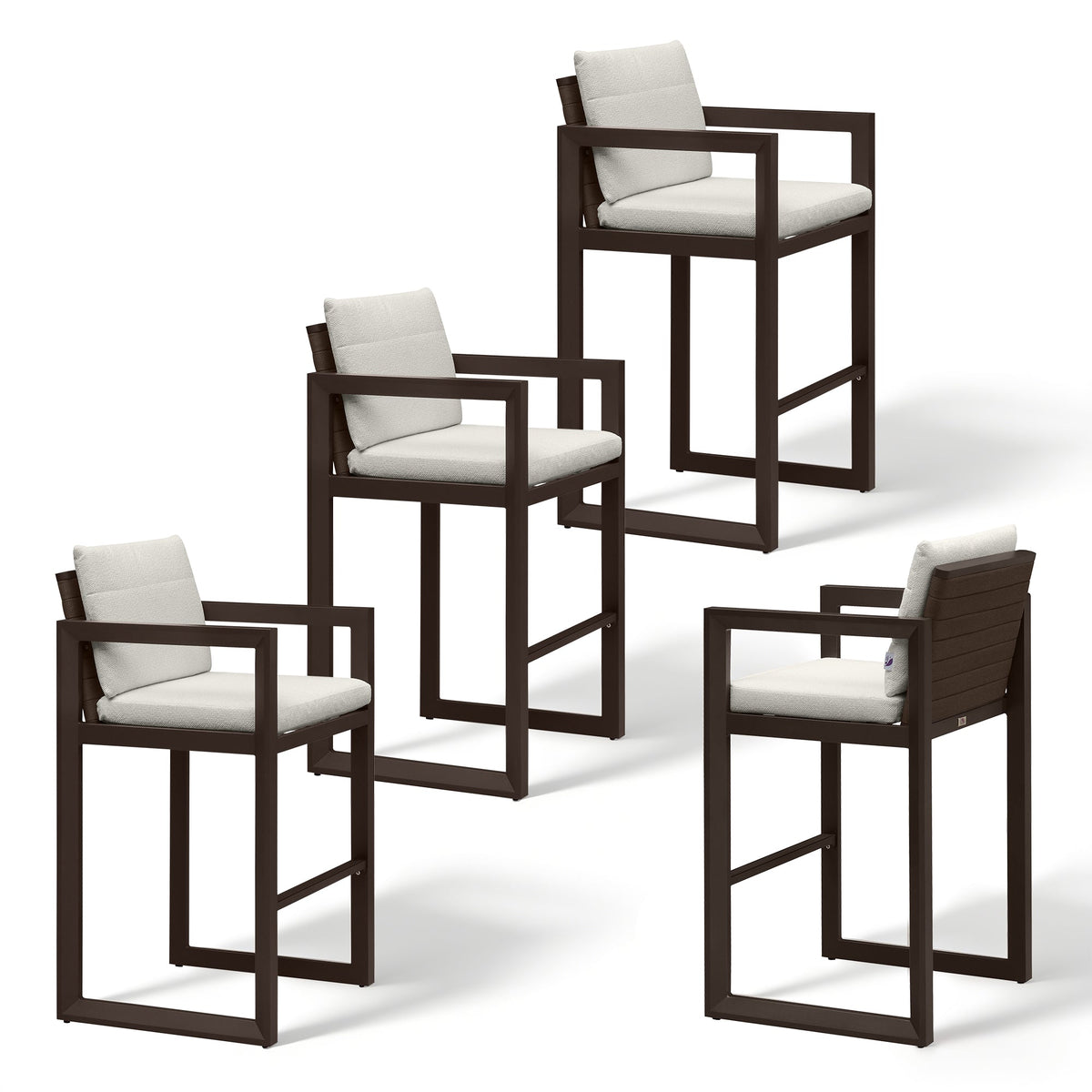 PURPLE LEAF Caesar – Tabourets de bar modernes en aluminium avec coussins amovibles pour cuisine, îlot extérieur et jardin