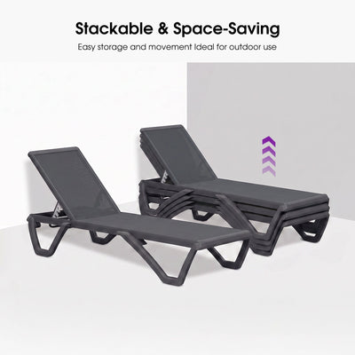 PURPLE LEAF – Chaise longue extérieure à 5 positions avec structure en aluminium et assise en Textilene, légère et durable pour terrasse et piscine