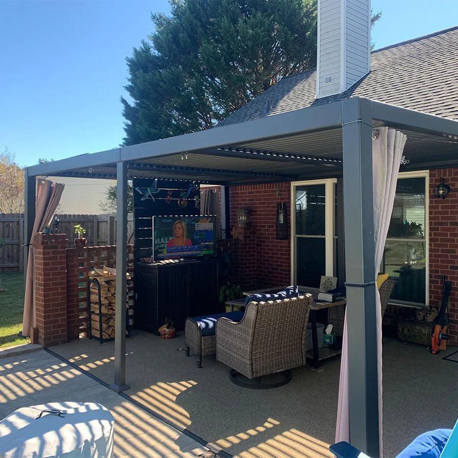 PURPLE LEAF Caesar – Pergola extérieure à lames orientables avec toit rigide réglable, gris