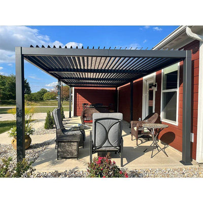 PURPLE LEAF Caesar – Pergola extérieure à lames orientables avec toit rigide réglable, gris
