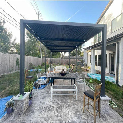 PURPLE LEAF Caesar – Pergola extérieure à lames orientables avec toit rigide réglable, gris