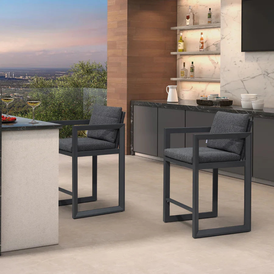 PURPLE LEAF Caesar – Tabourets de bar modernes en aluminium avec coussins amovibles pour cuisine, îlot extérieur et jardin