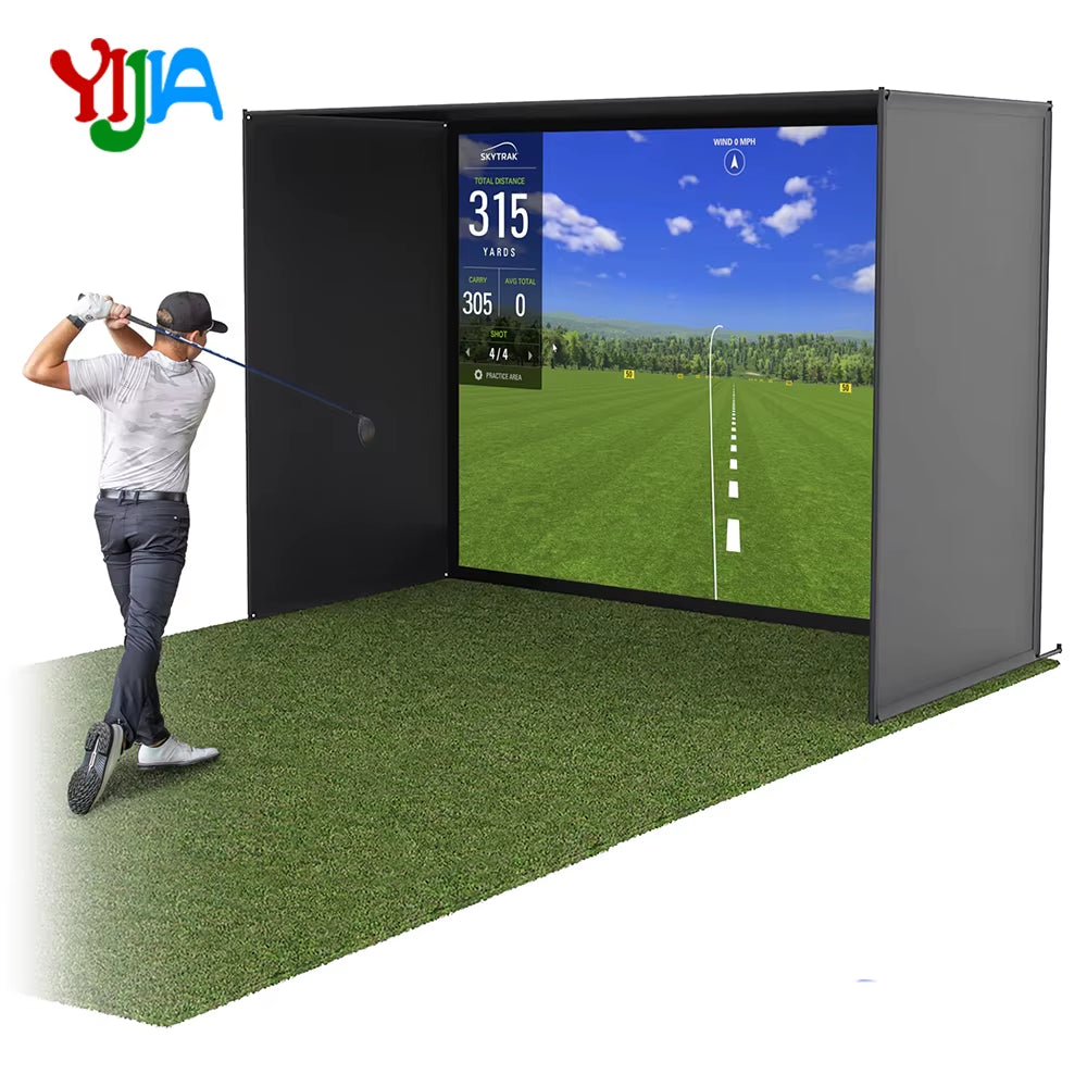 Enceinte extérieure d’entraînement pour simulateur de golf 10/12/14Ft avec filet d’impact et tous les poteaux