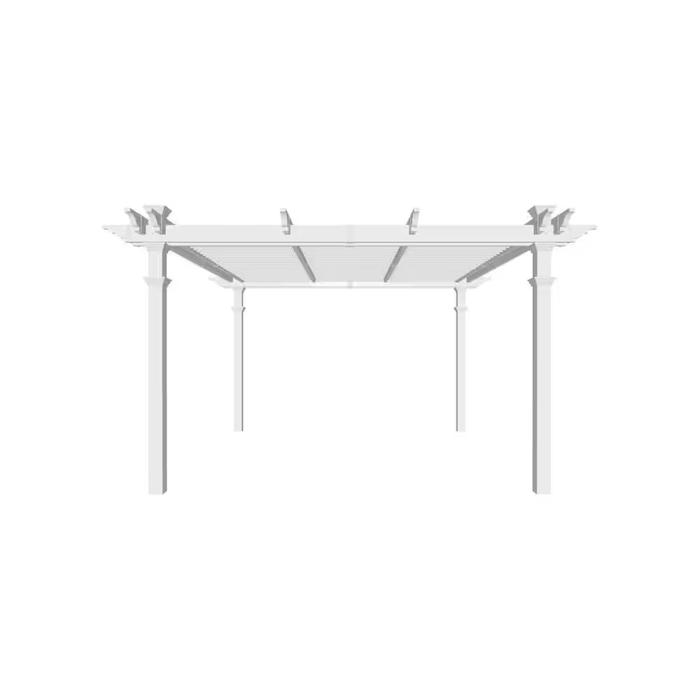 Camelot – Pergola à lames orientables en vinyle 144"L X 144"W X 104"H, blanche, VA42070