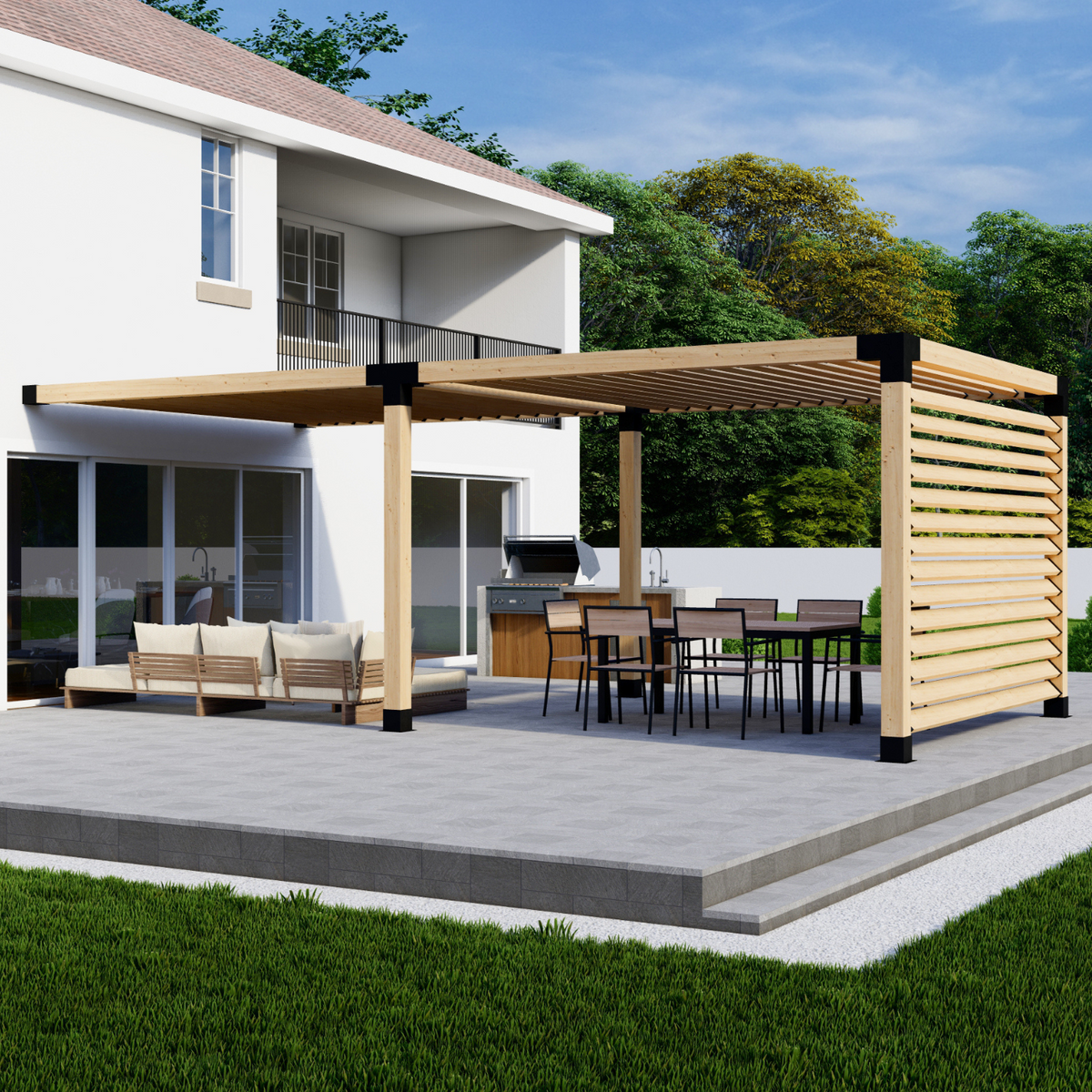 Kit de pergola à toit à lattes