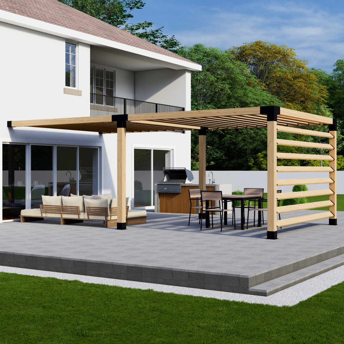 Kit de pergola moderne (bois et acier)