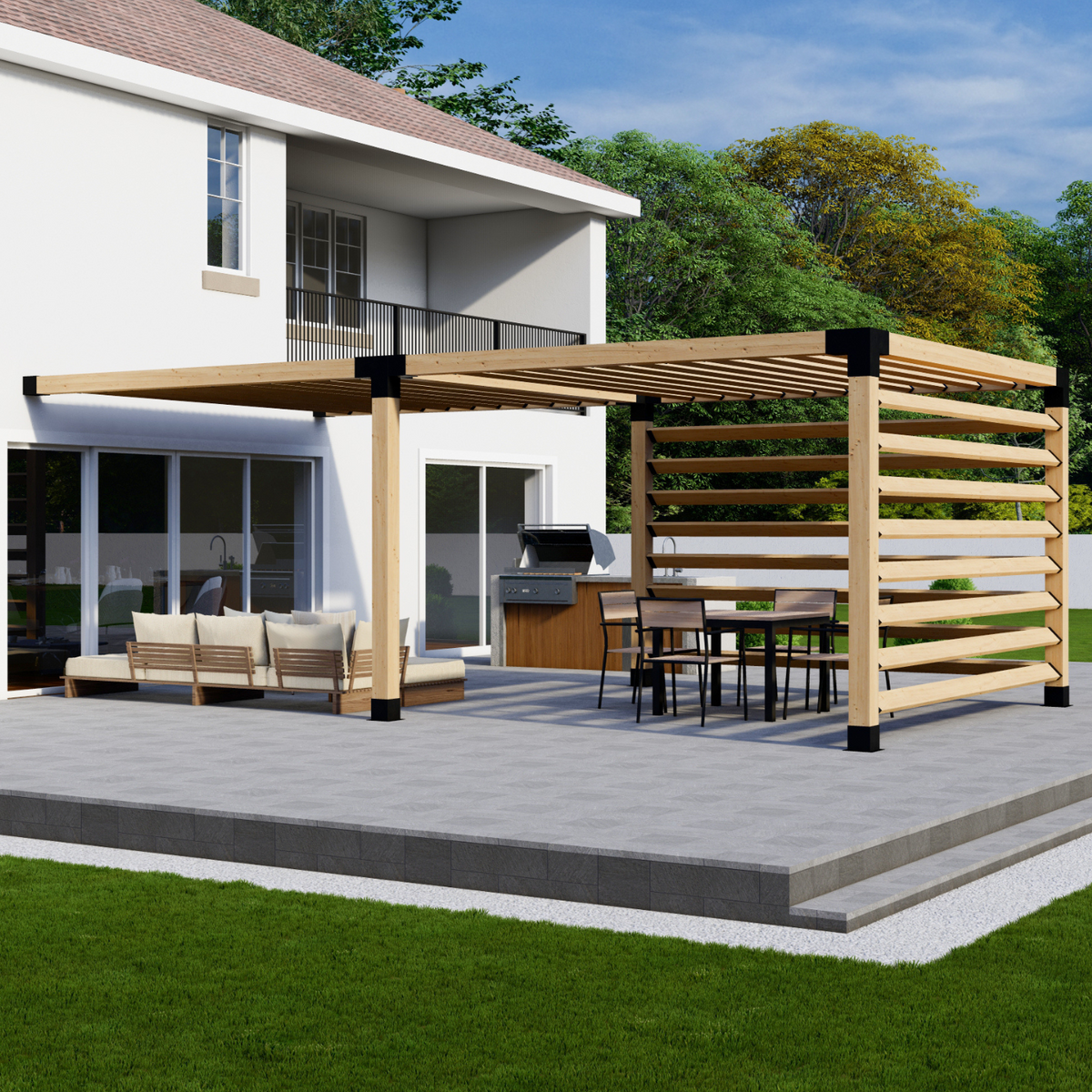 Kit pour pergola étroite adossée à la maison