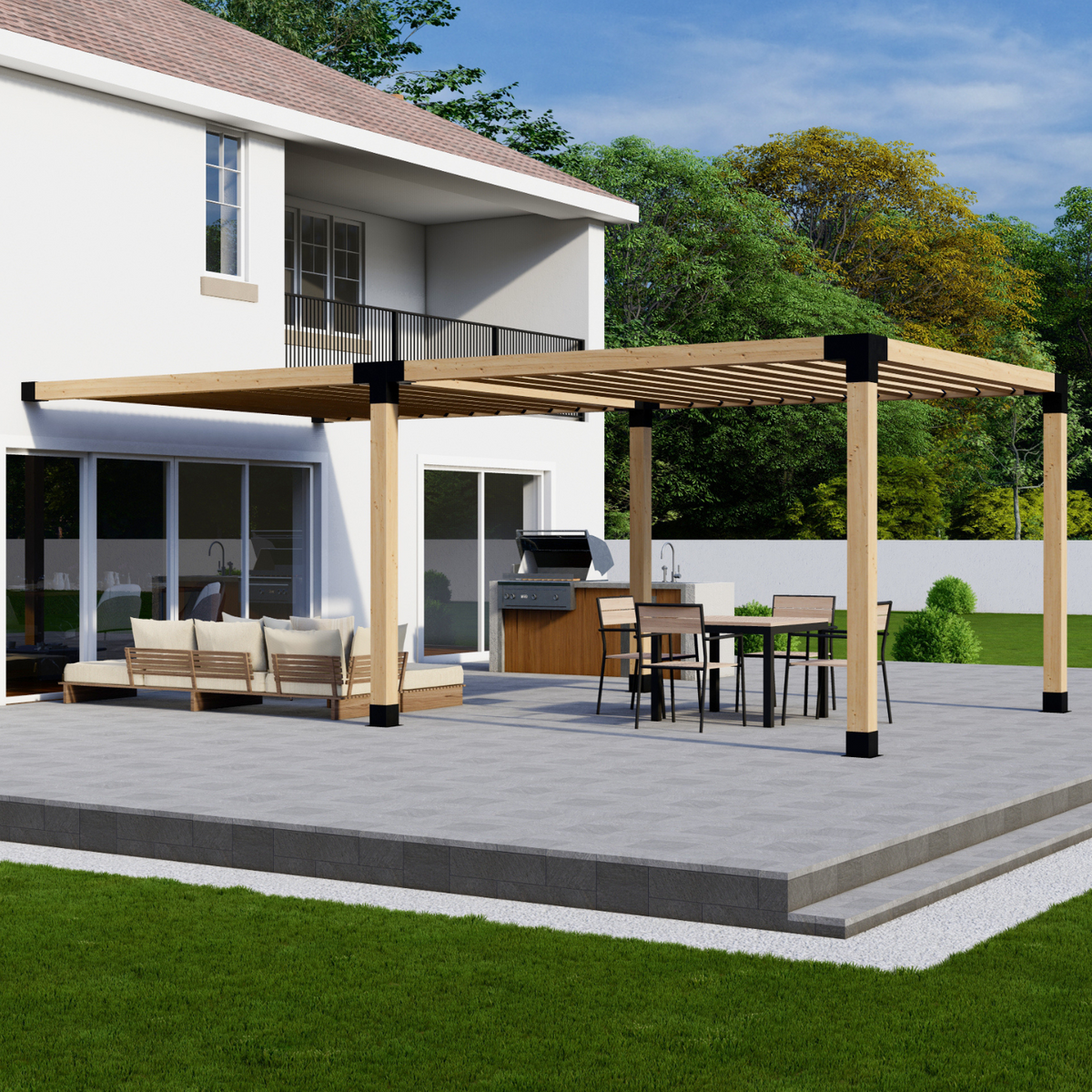 Kit pour pergola adossée au mur de la maison