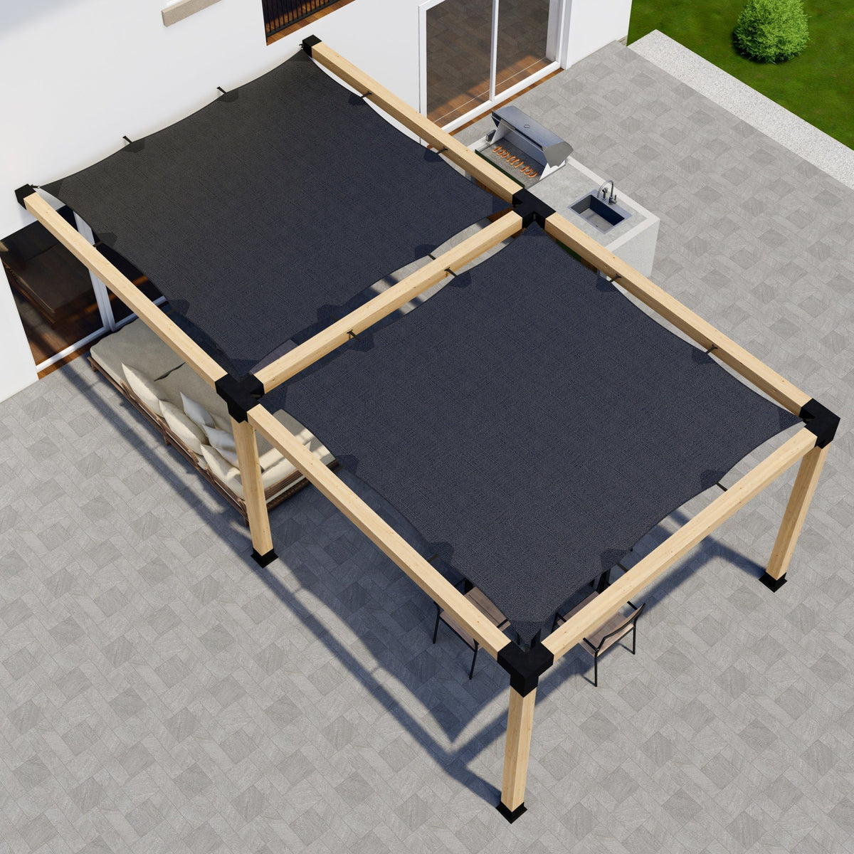 Pergola 10 x 24 avec toile d’ombrage