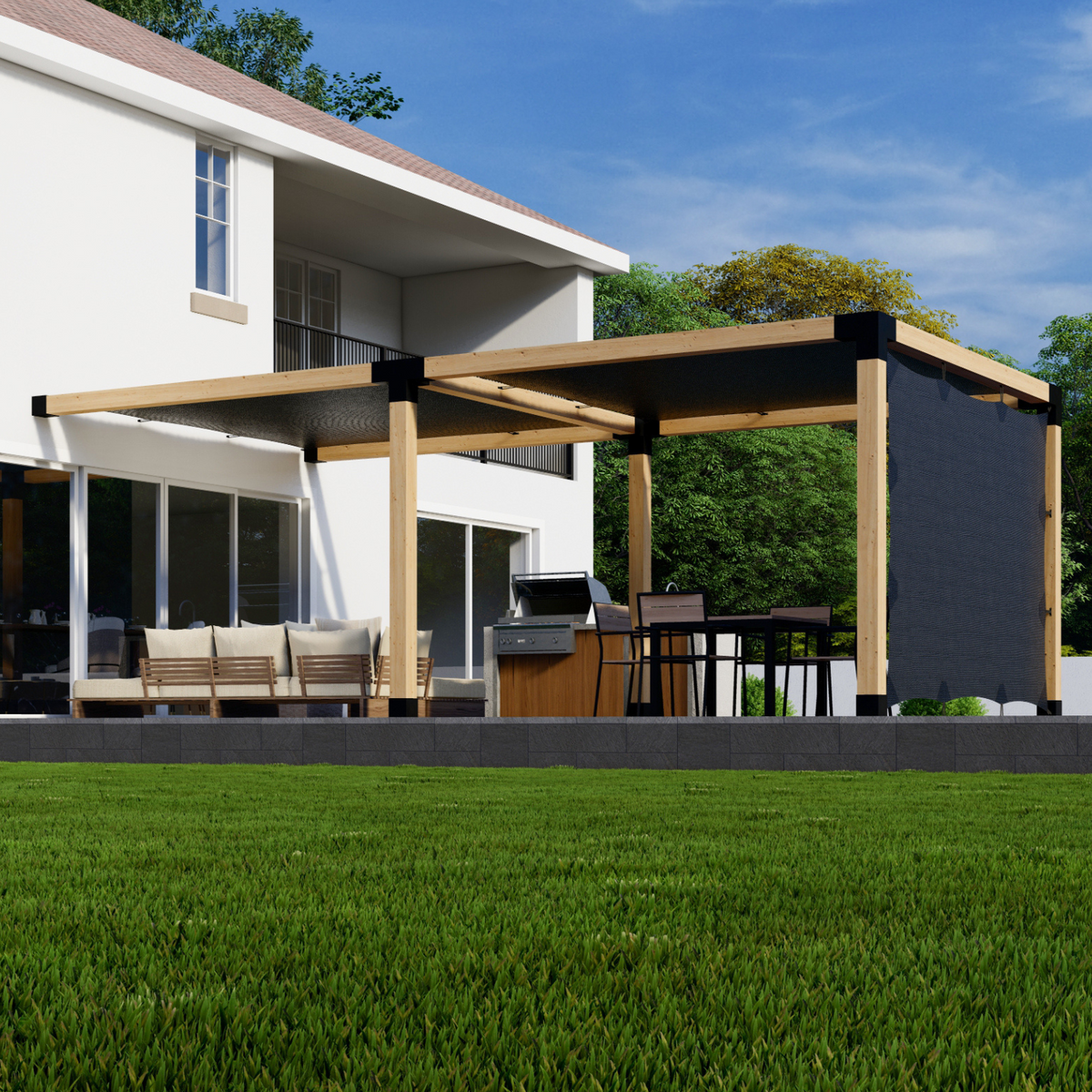 Kit pour pergola avec pare-soleil sur le toit