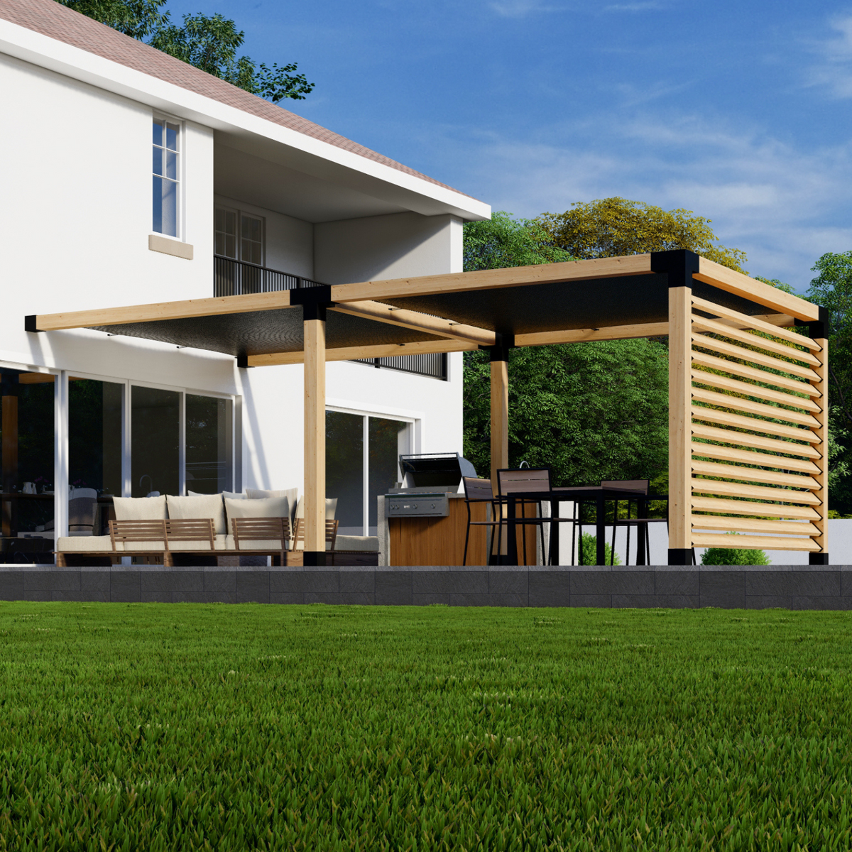 Kit de supports en acier noir pour pergola