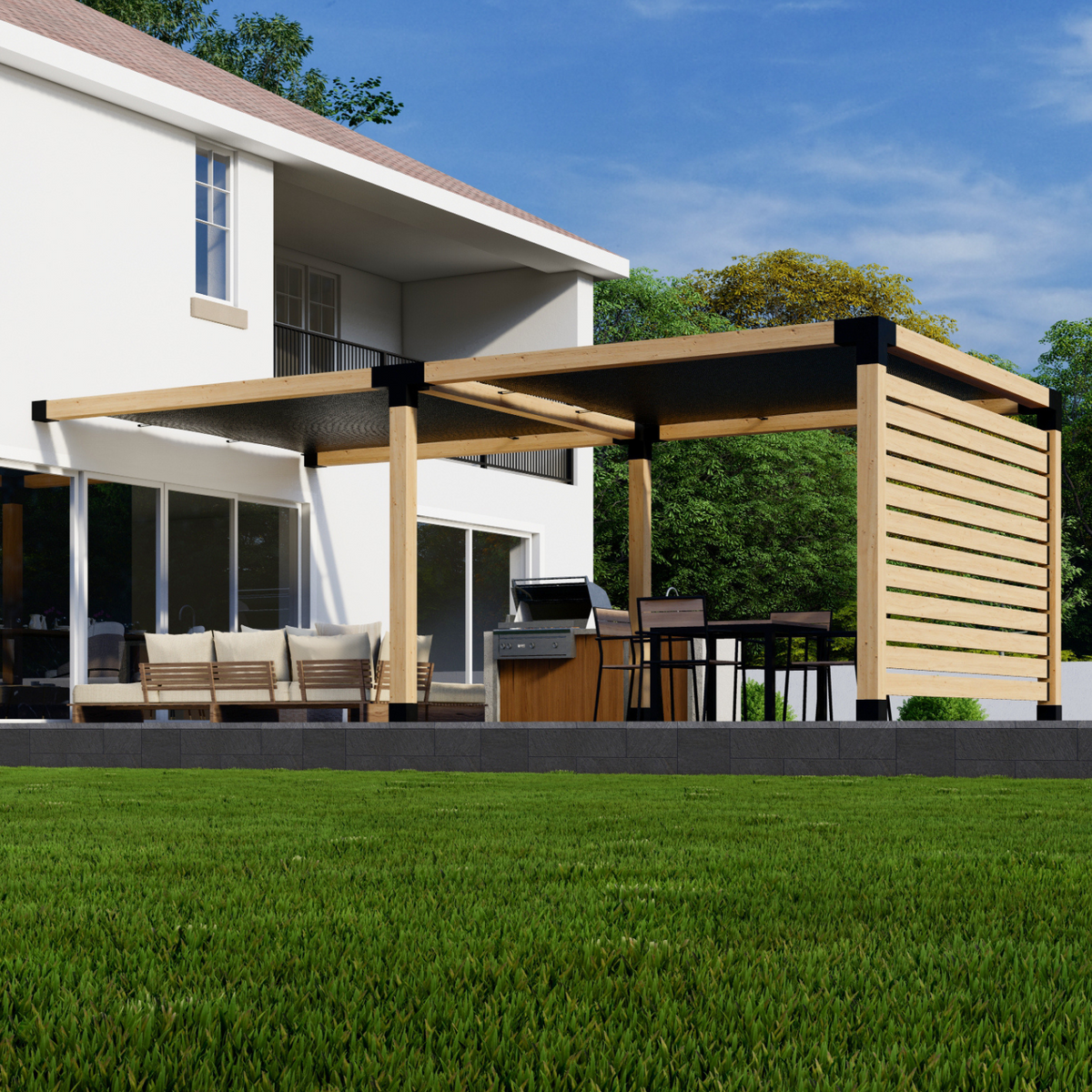 Kit de pergola double – Pour pergola adossée à 2 modules