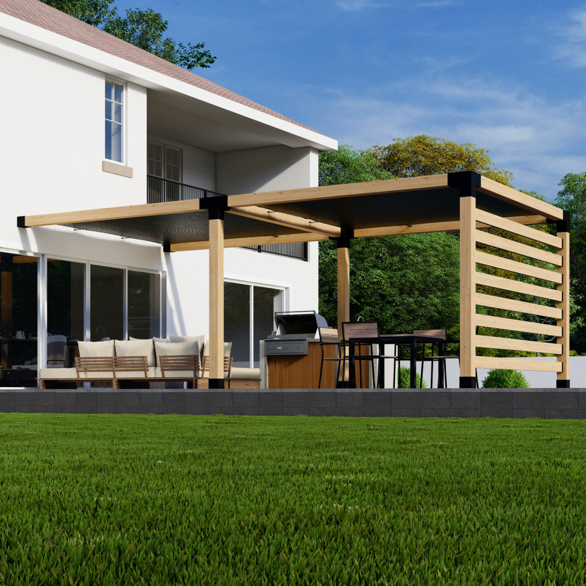 Kit pour pergola simple adossée à la maison