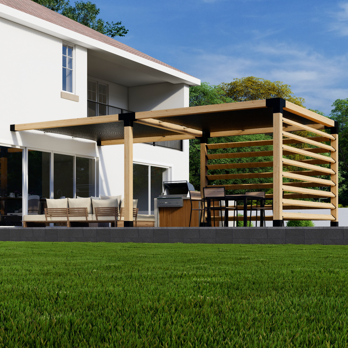 Kit pour ajouter une pergola à l’avant ou à l’arrière de la maison