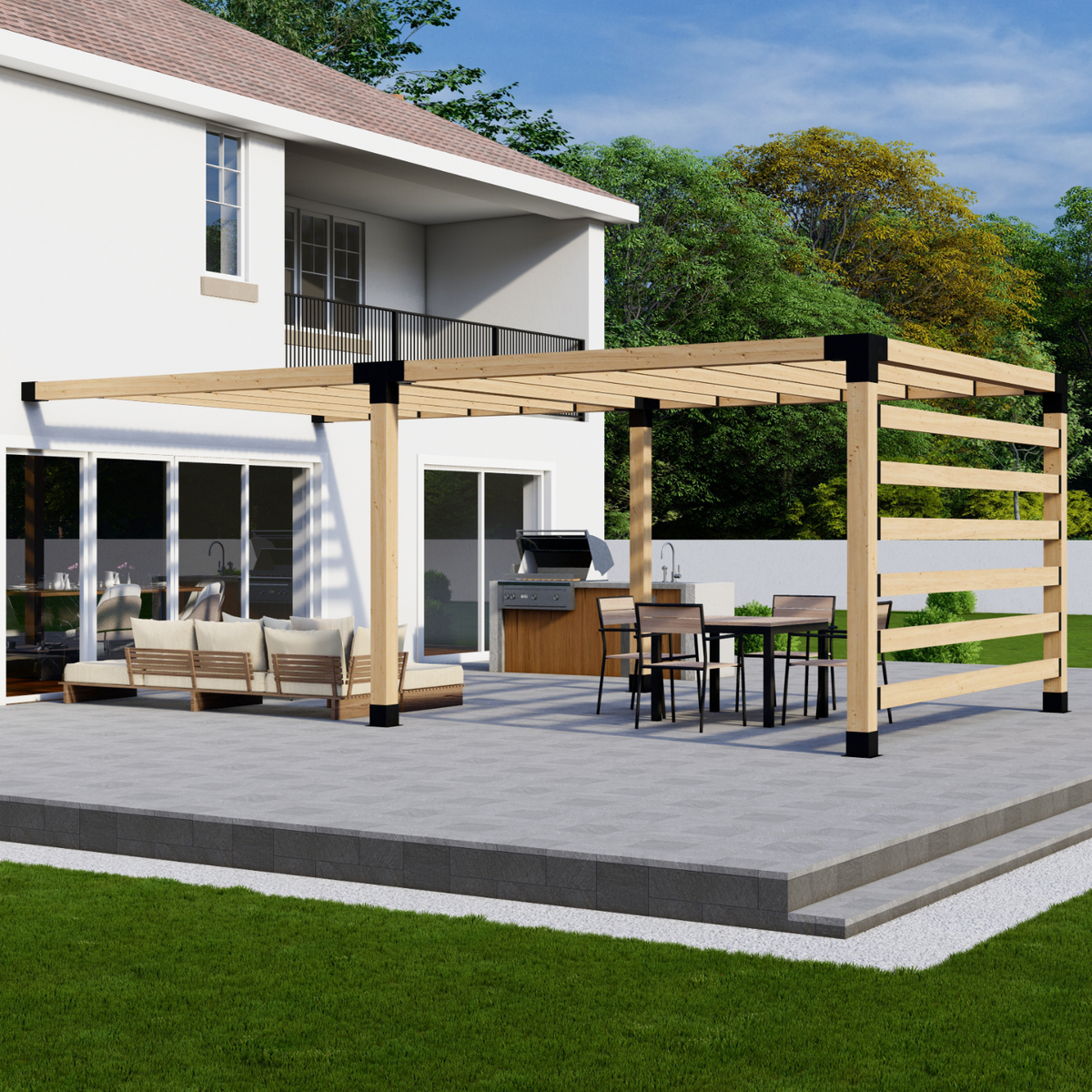 Kit de pergola moderne pour porche avant ou arrière