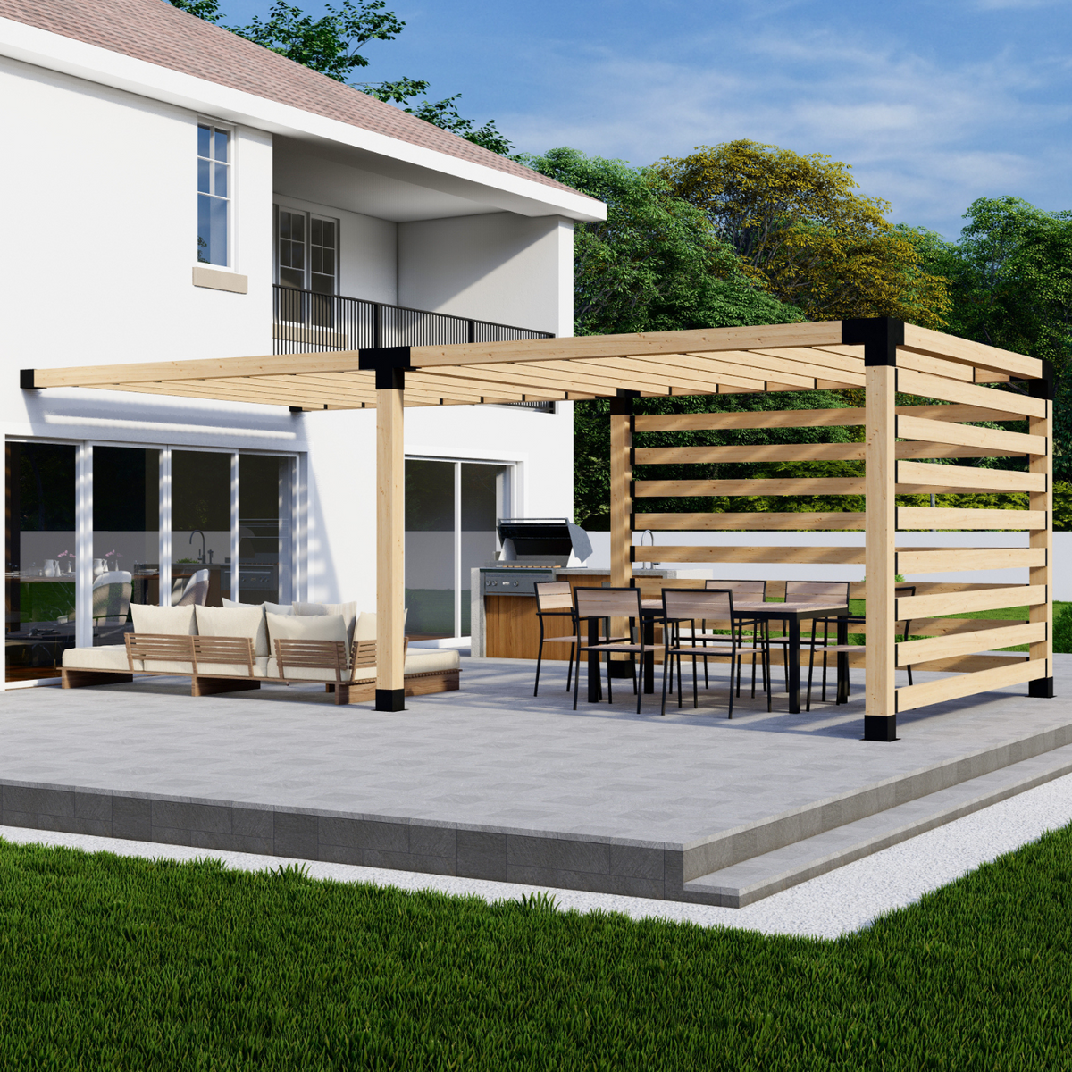 Kit DIY pour pergola de terrasse en bois et acier
