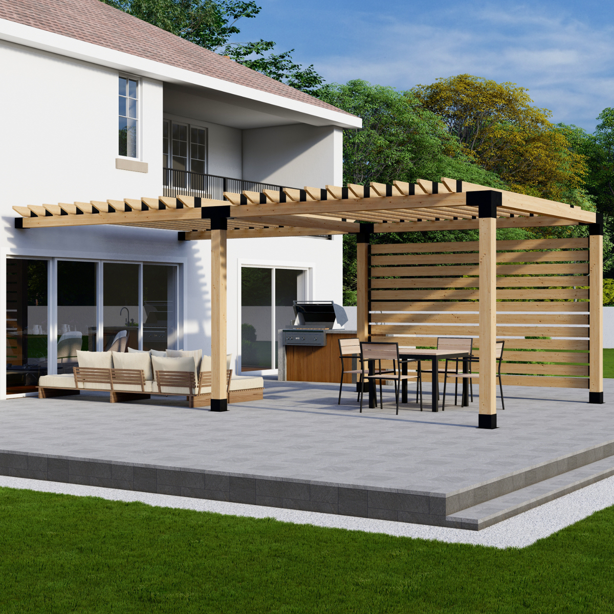 Kit de pergola avec paroi latérale