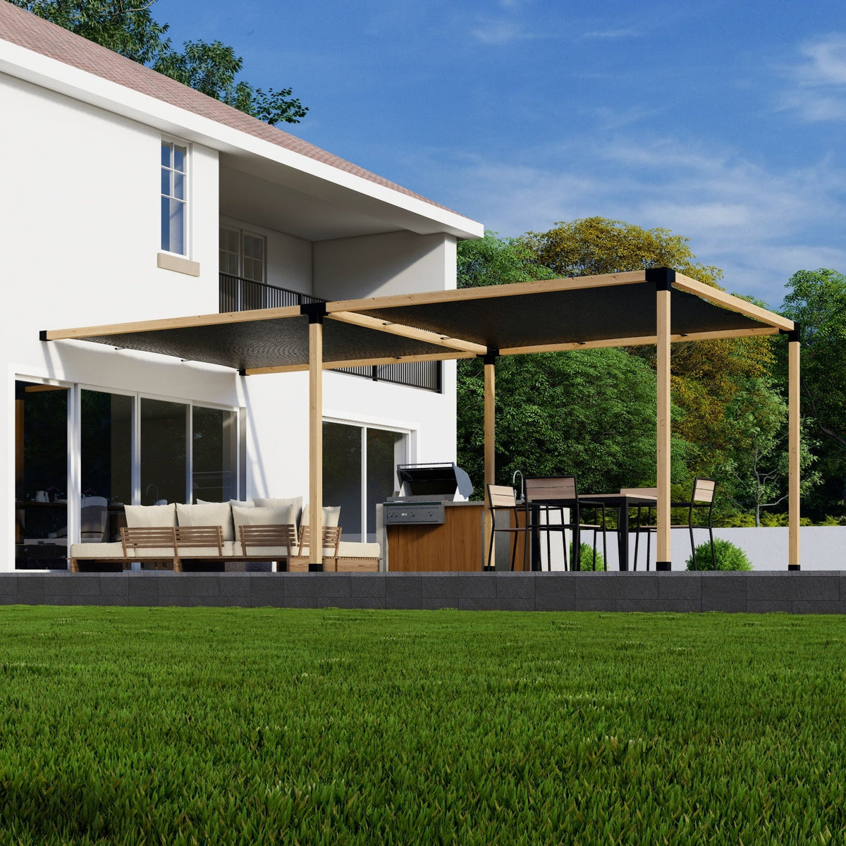 Pergola 10' x 18' avec couvertures d’ombrage