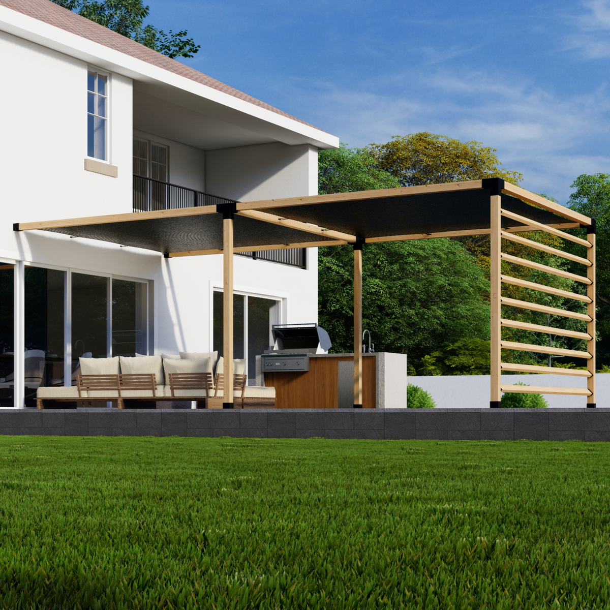 Kit pour ajouter une pergola à l’avant ou à l’arrière de la maison