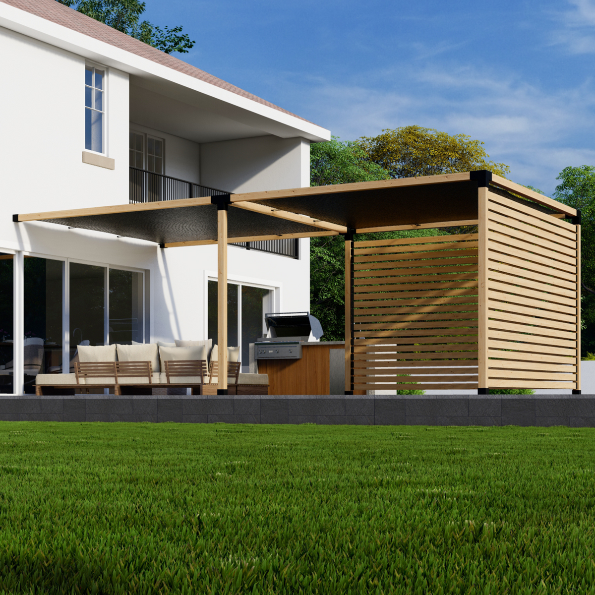 Kit pour pergola avec paroi arrière d’intimité