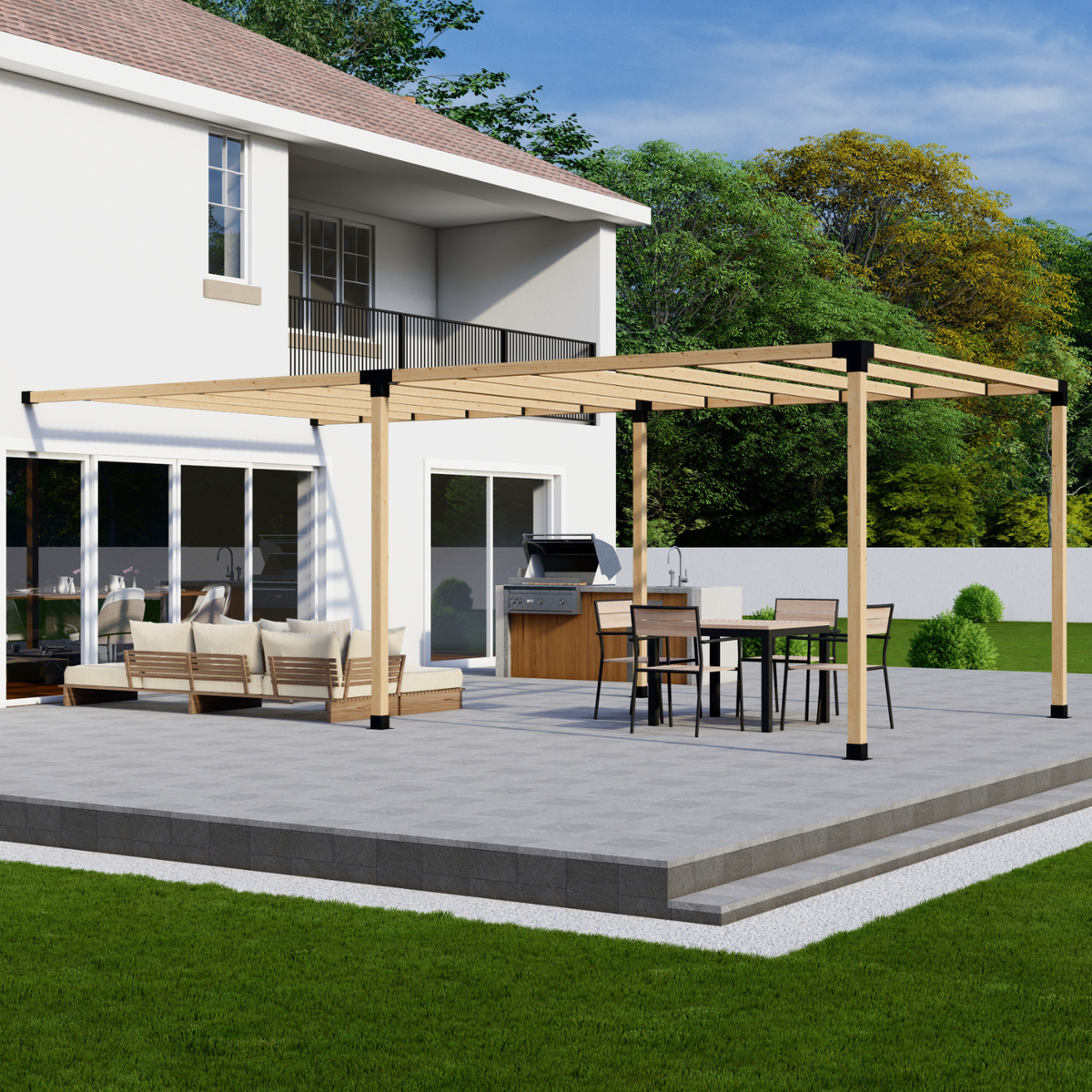 Kit pour pergola adossée au-dessus d’un porche