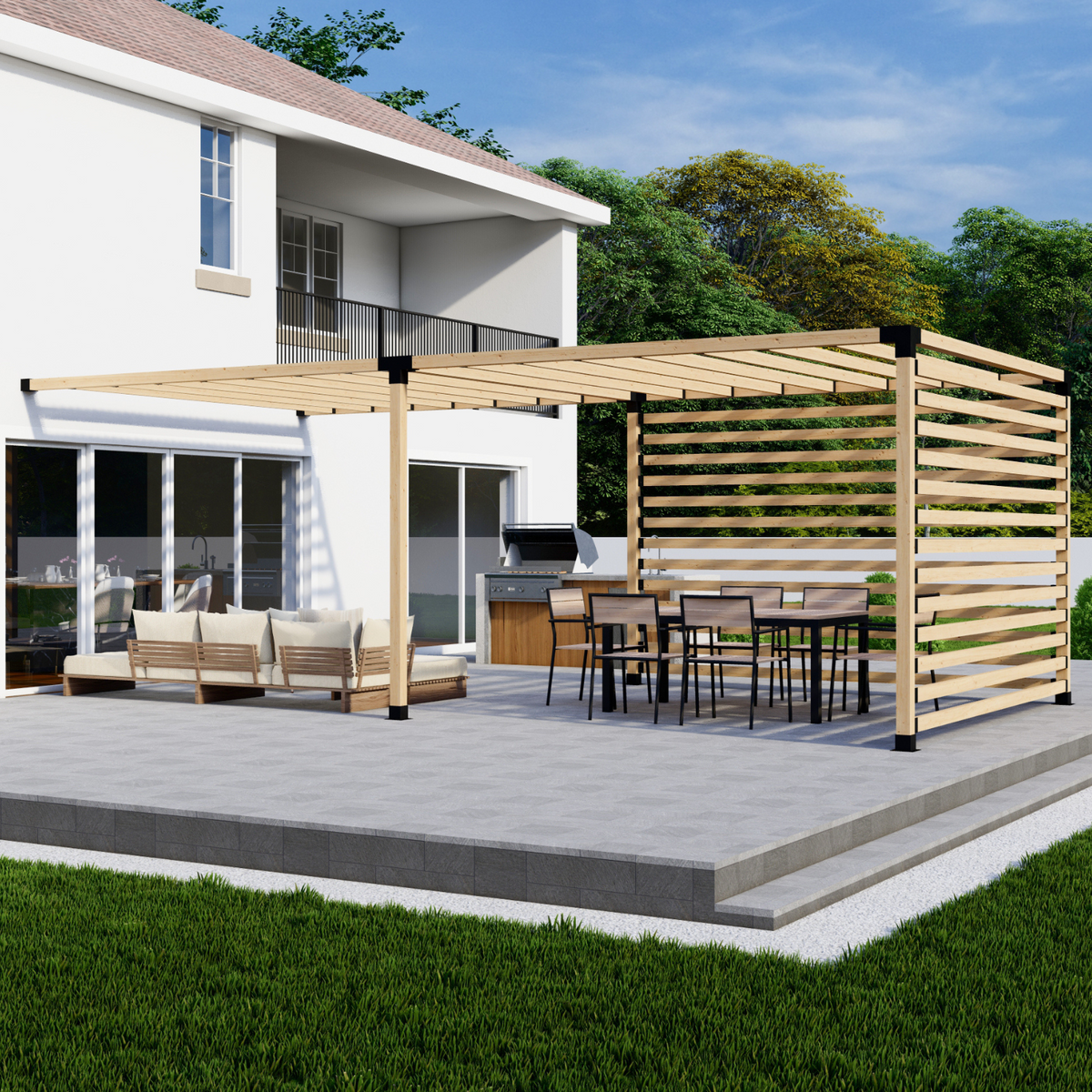 Kit pour construire une pergola DIY sur une terrasse existante