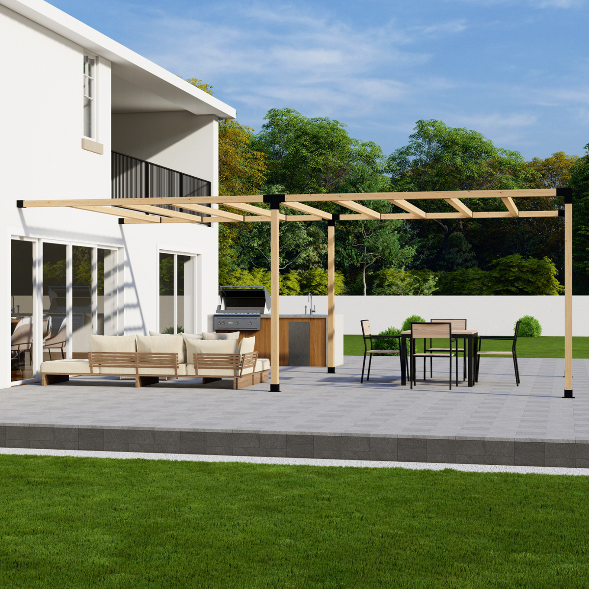 Kit pour pergola extérieure adossée à la maison