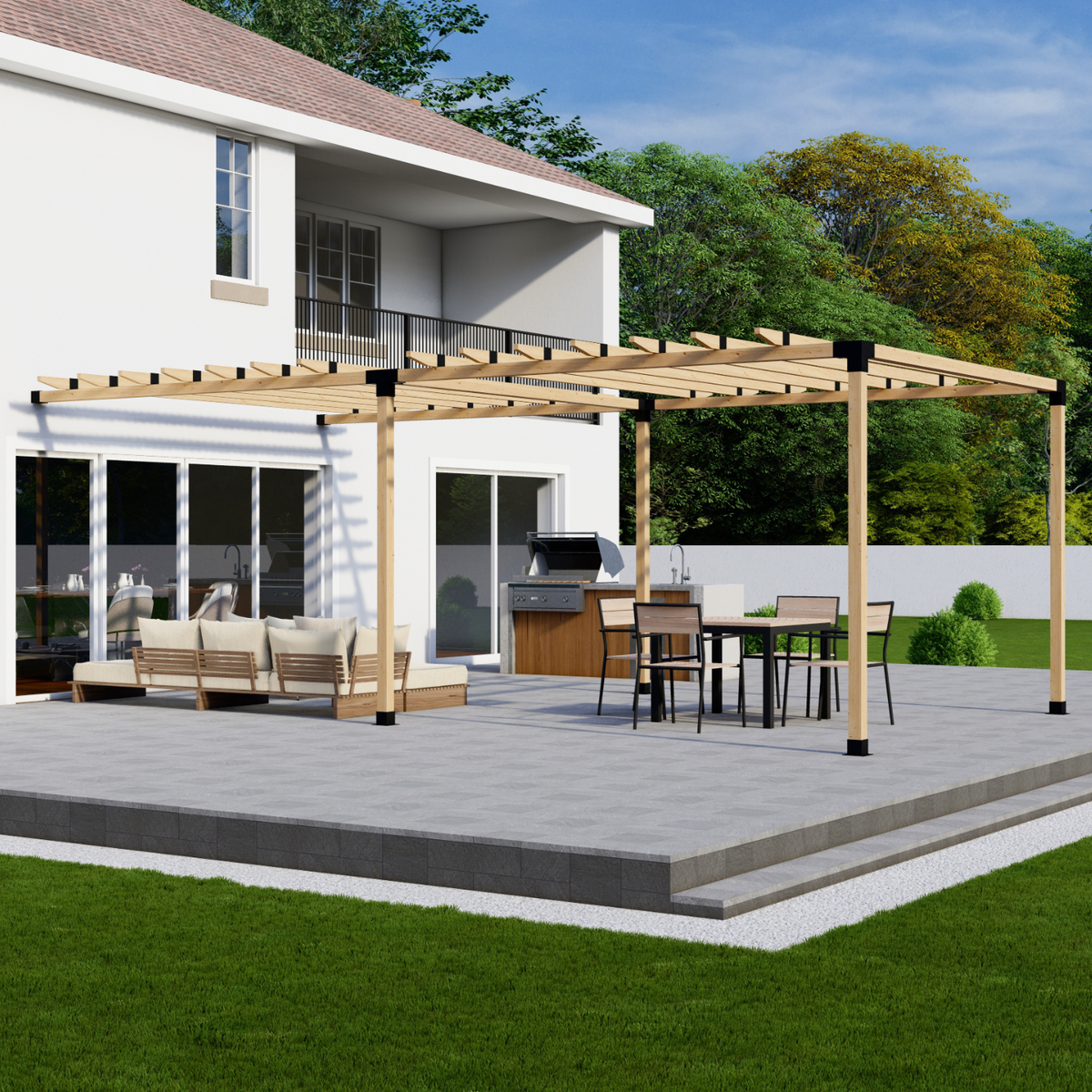 Kit de supports pour pergola en cèdre adossée à la maison