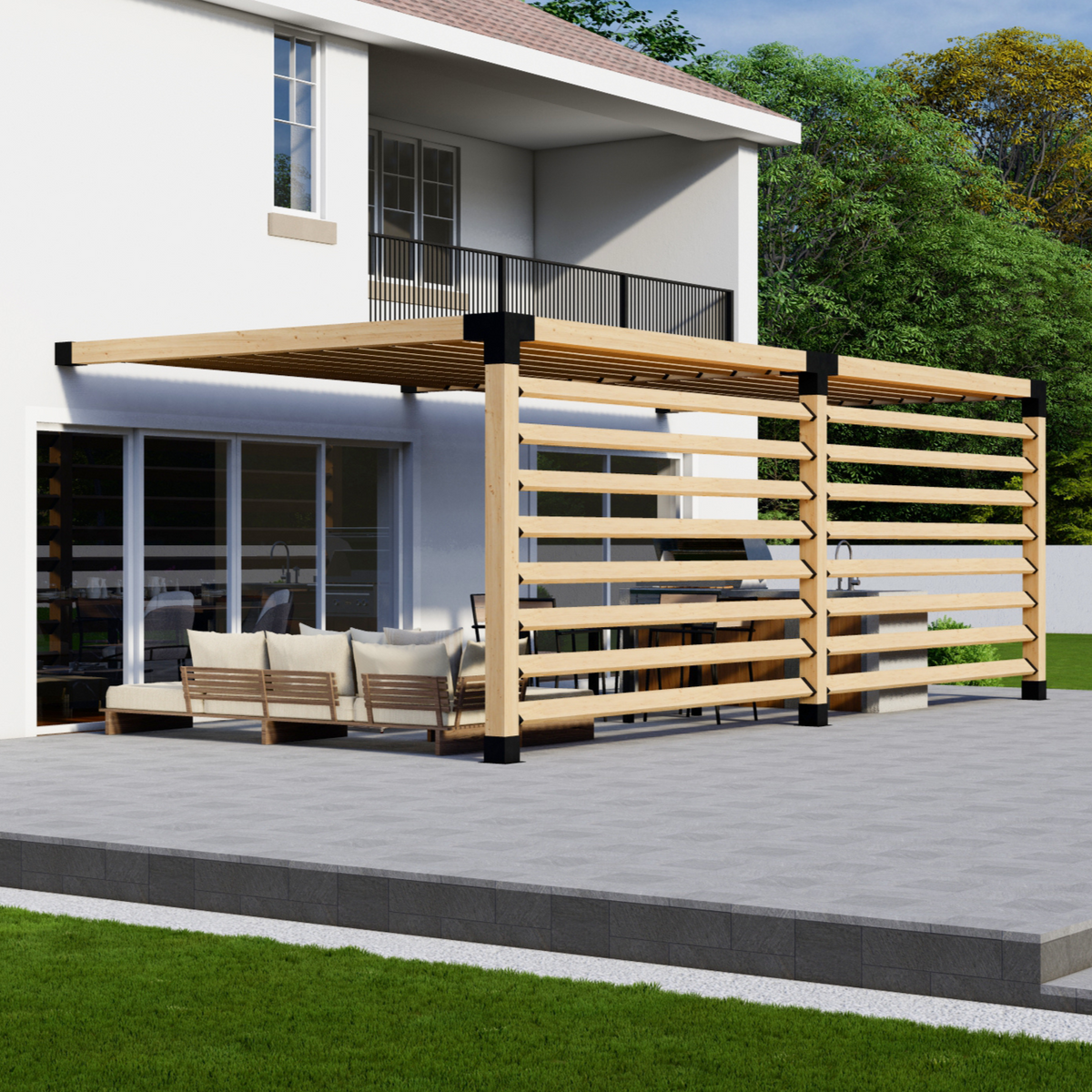 Kit pour pergola d’ombrage adossée à la maison