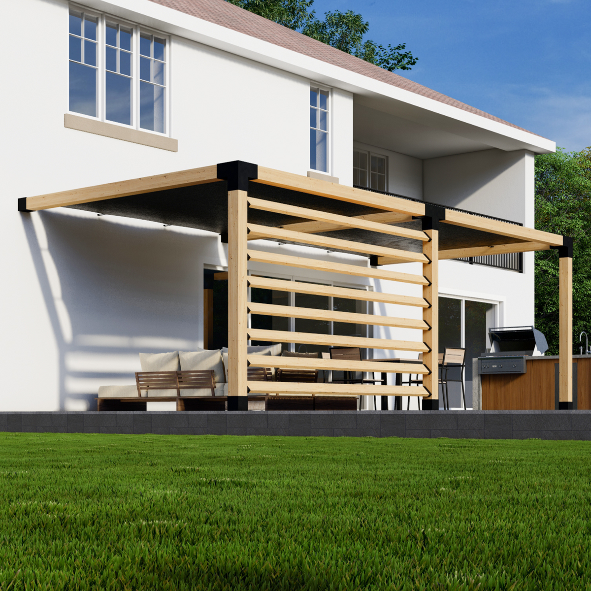 Kit pour pergola avec paroi treillis