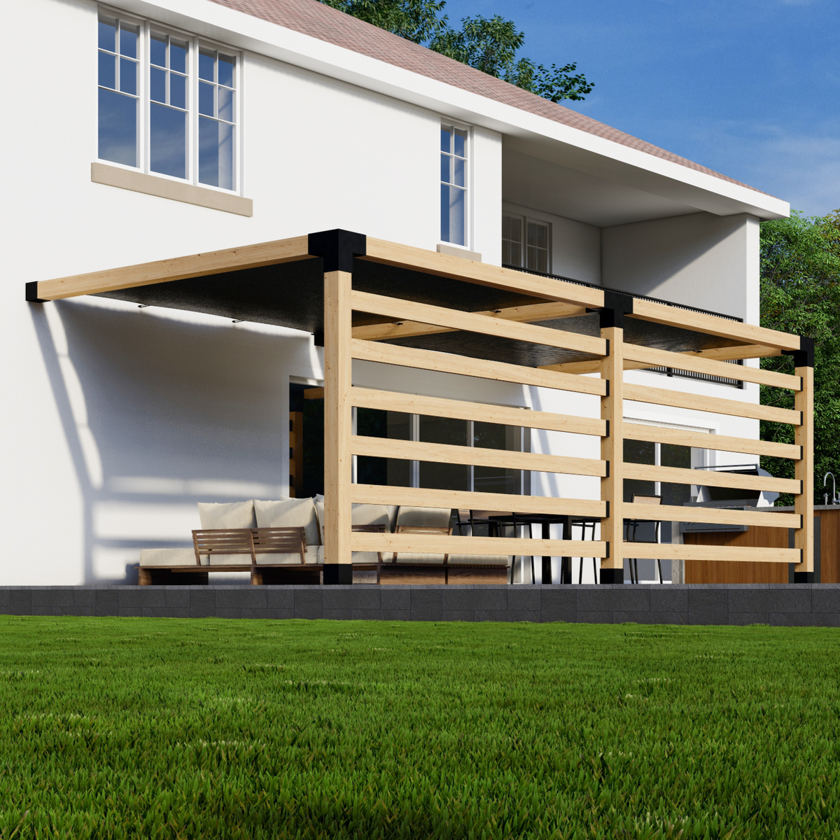 Kit pour pergola avec 2 écrans de toit