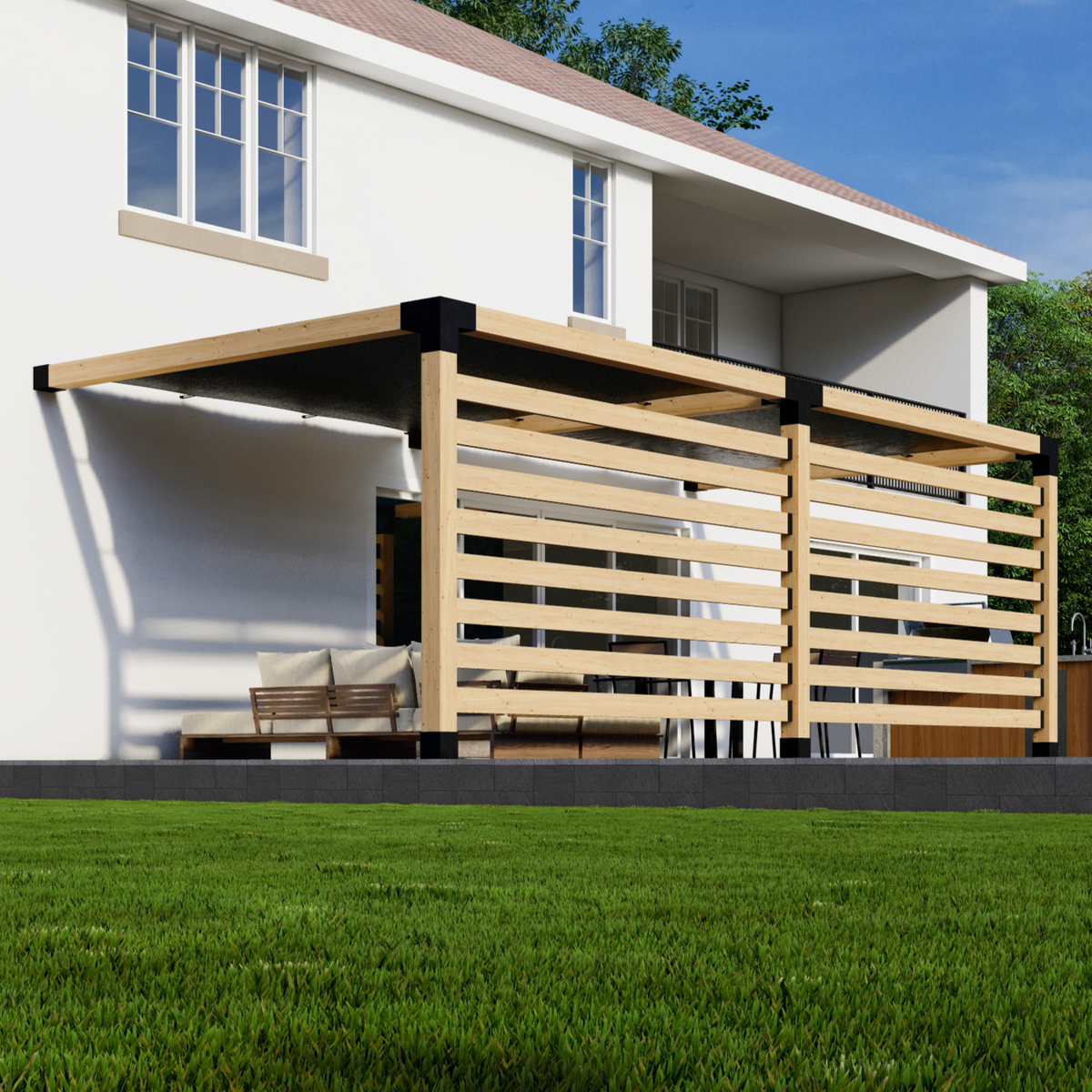 Kit combiné pergola / toit en toile