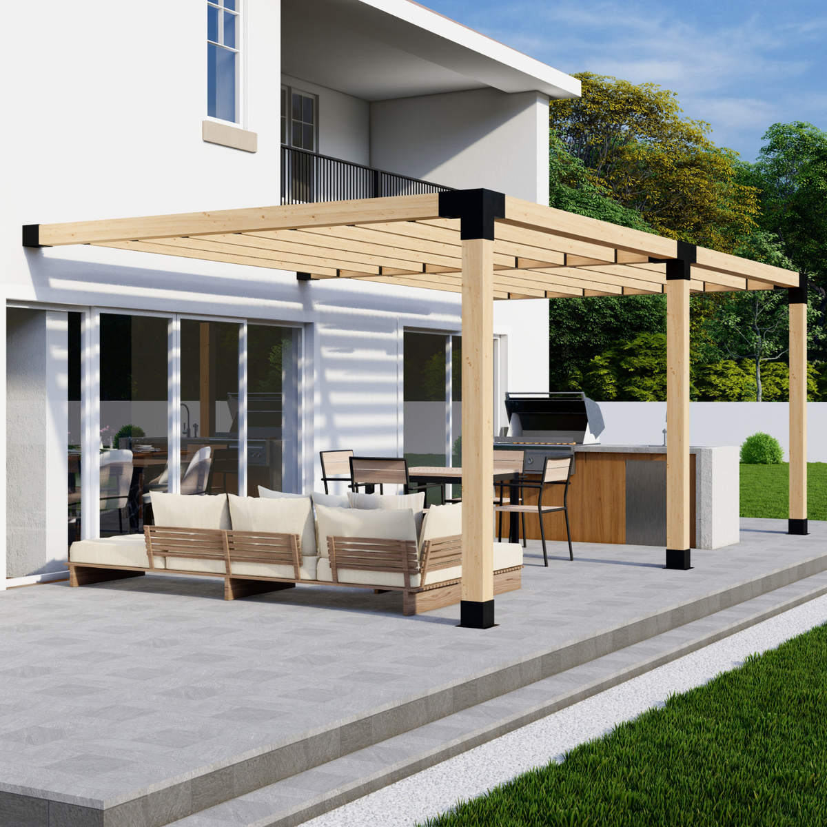Pergola adossée à la maison 20' x 12' avec toit