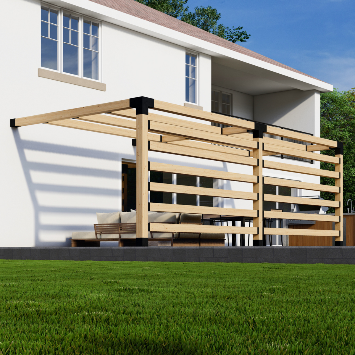 Kit de supports pour construire une pergola contemporaine en bois
