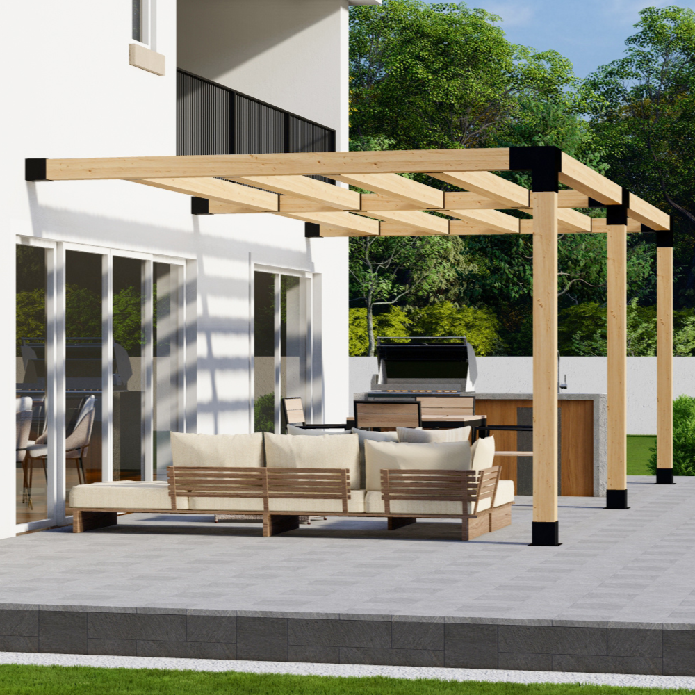 Kit pour pergola adossée au côté de la maison