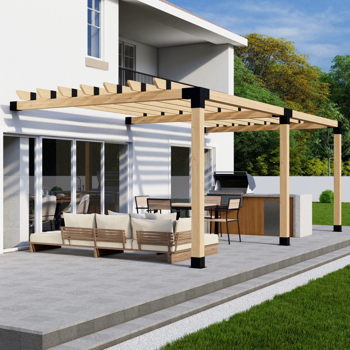 Kit DIY de supports pour pergola adossée avec chevrons de toit – Toute taille jusqu’à 24' x 12'