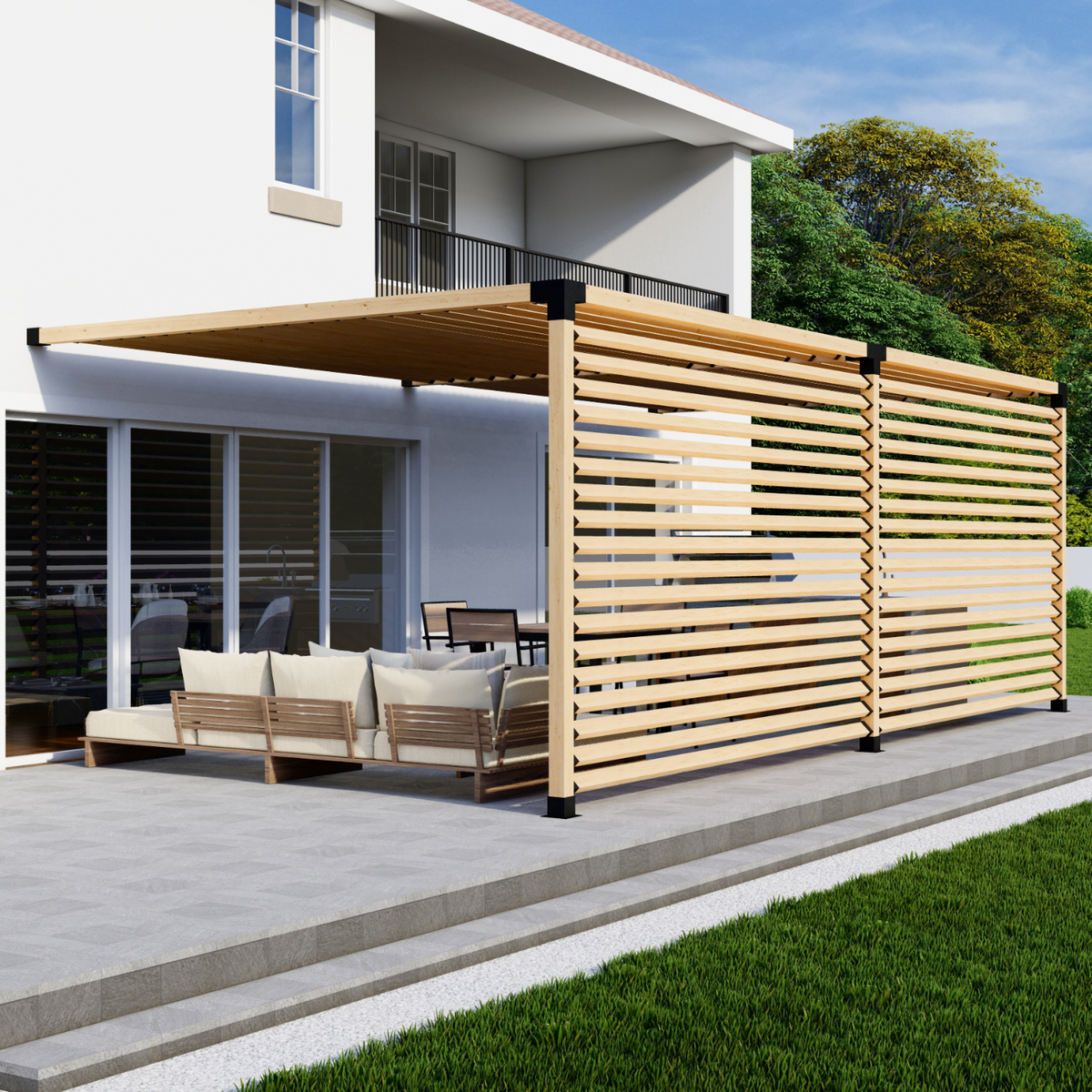 Kit de supports métalliques noirs pour pergola