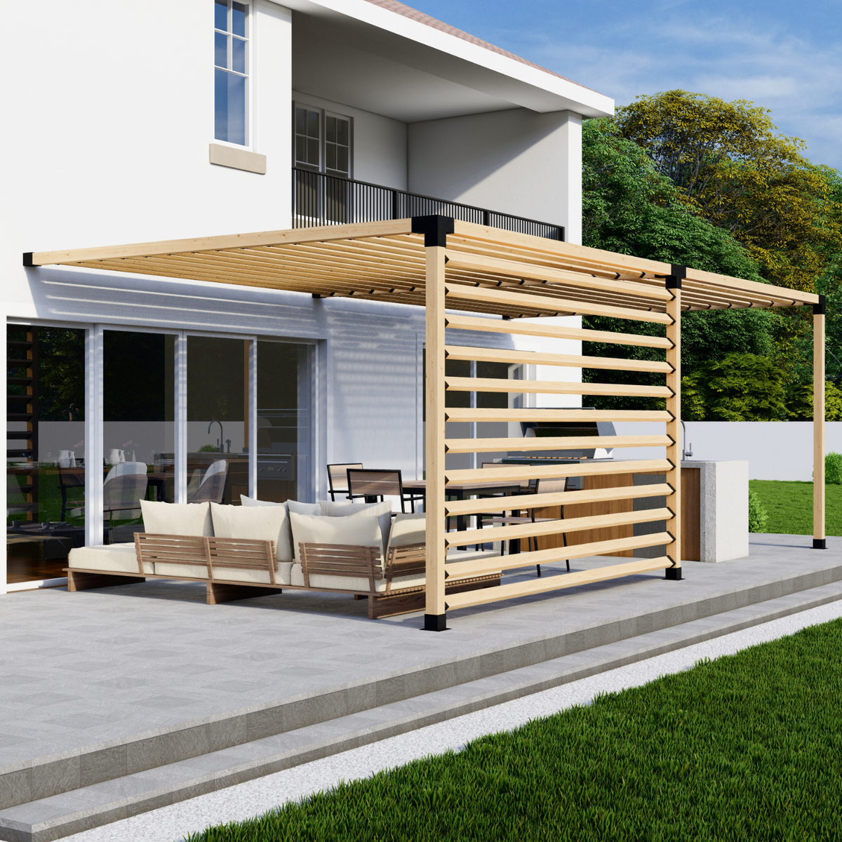 Kit pour pergola fixée au mur sur un côté