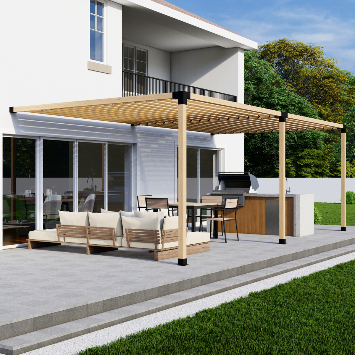 Kit DIY de supports pour pergola adossée à toit à lattes – Toute taille jusqu’à 24' x 12'