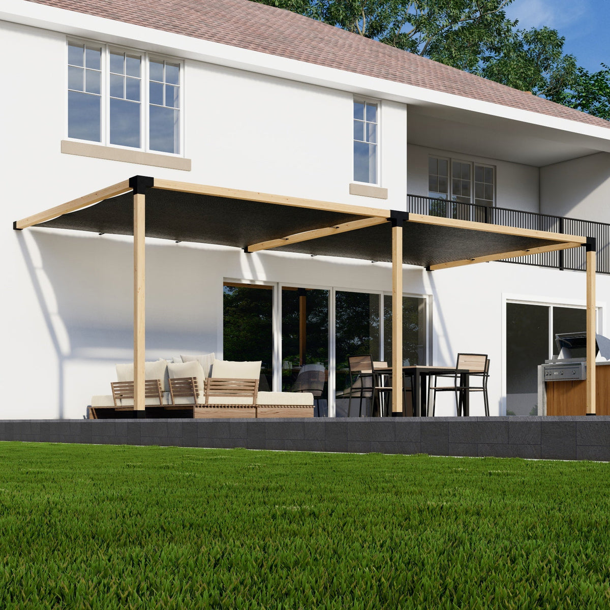 Pergola 20' x 8' avec couvertures d’ombrage