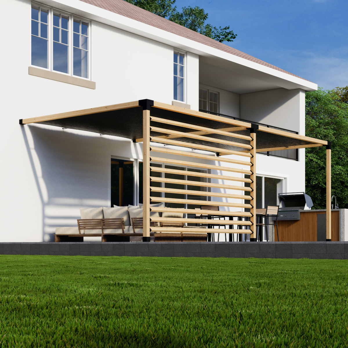 Kit pour pergola moderne en bois et acier