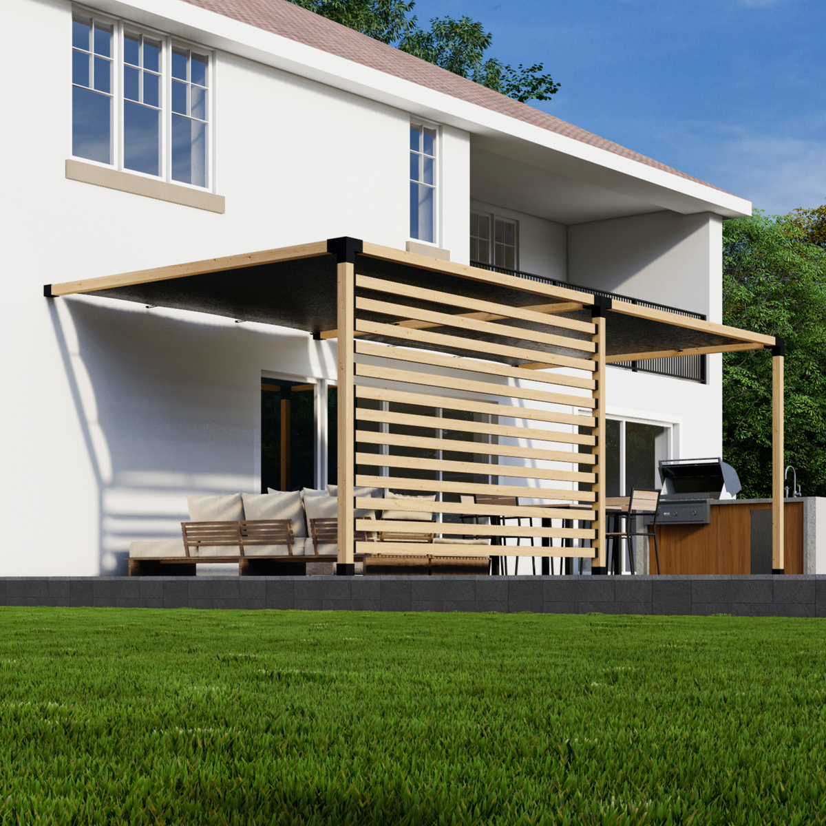 Kit pour construire une pergola sur une terrasse