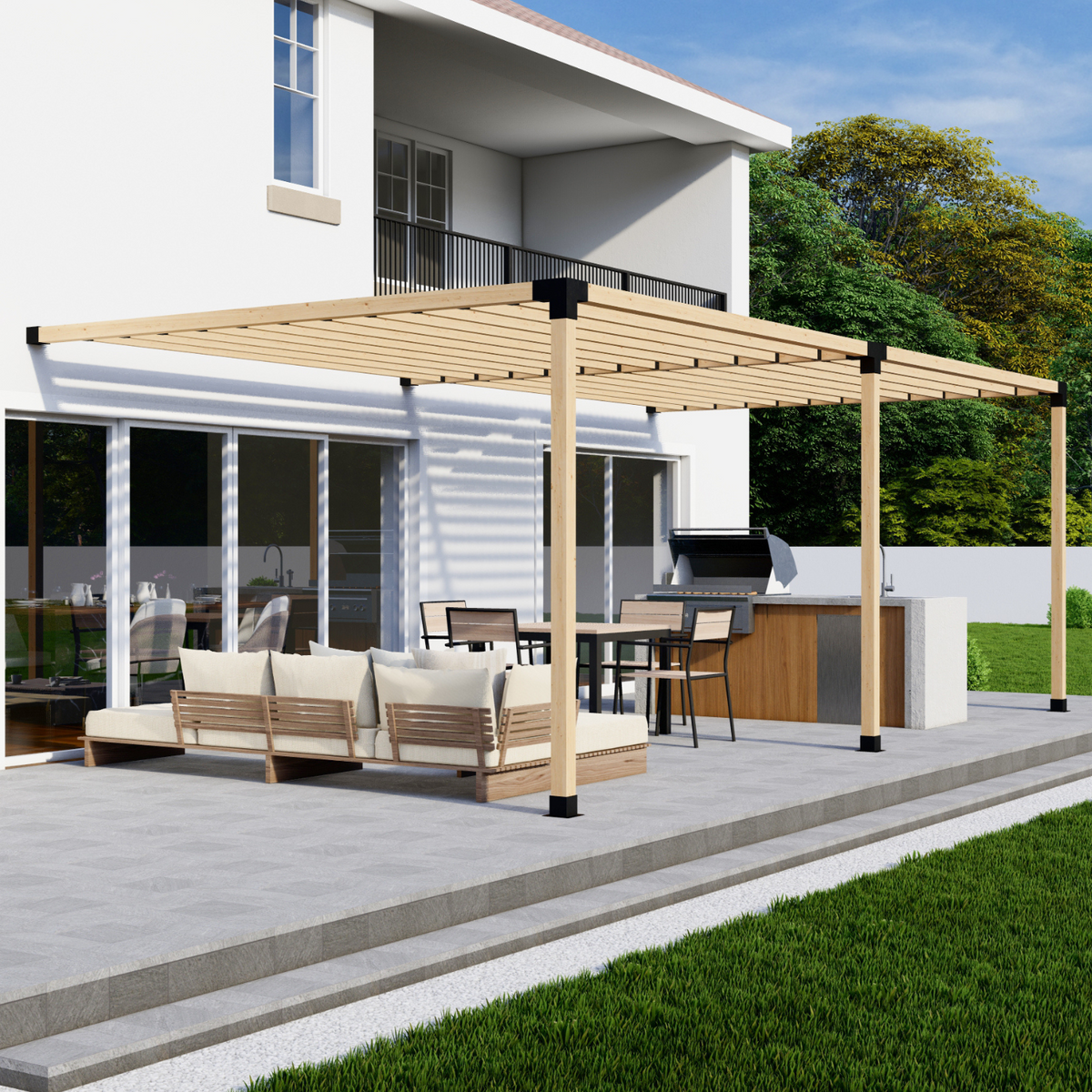 Kit de supports pour pergola d’ombrage extérieure en bois