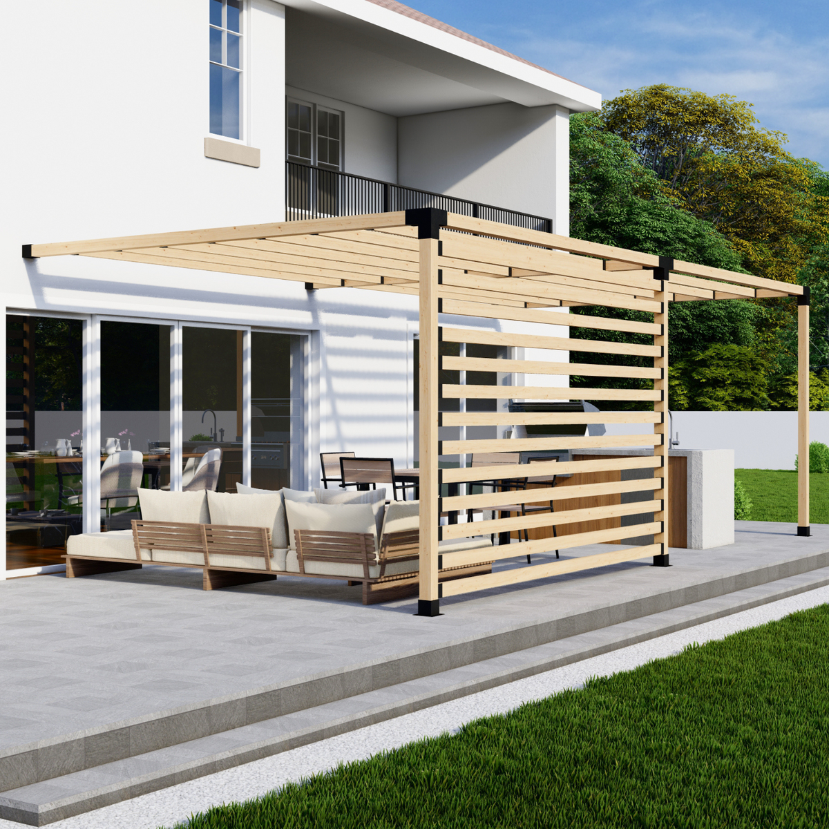 Kit pour construire une pergola adossée à la maison