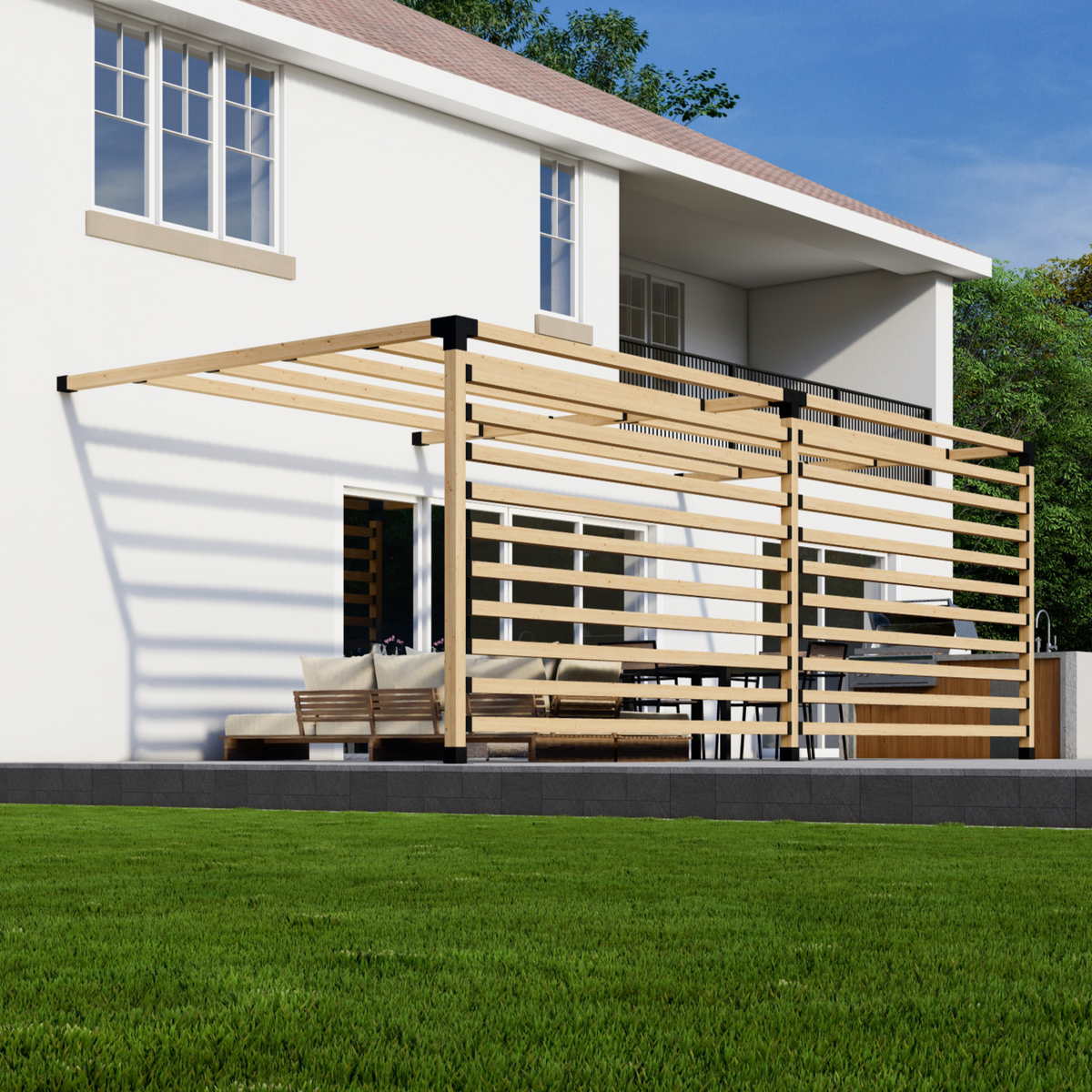 Kit pour construire une pergola optimisée pour vents forts