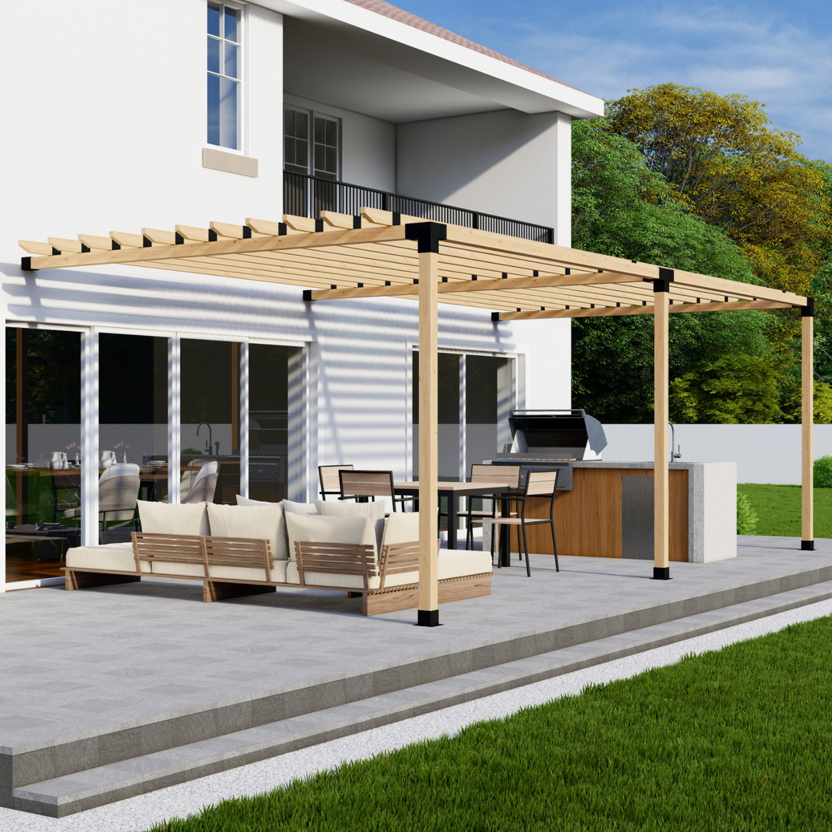 Kit de supports pour construire une pergola adossée en cèdre