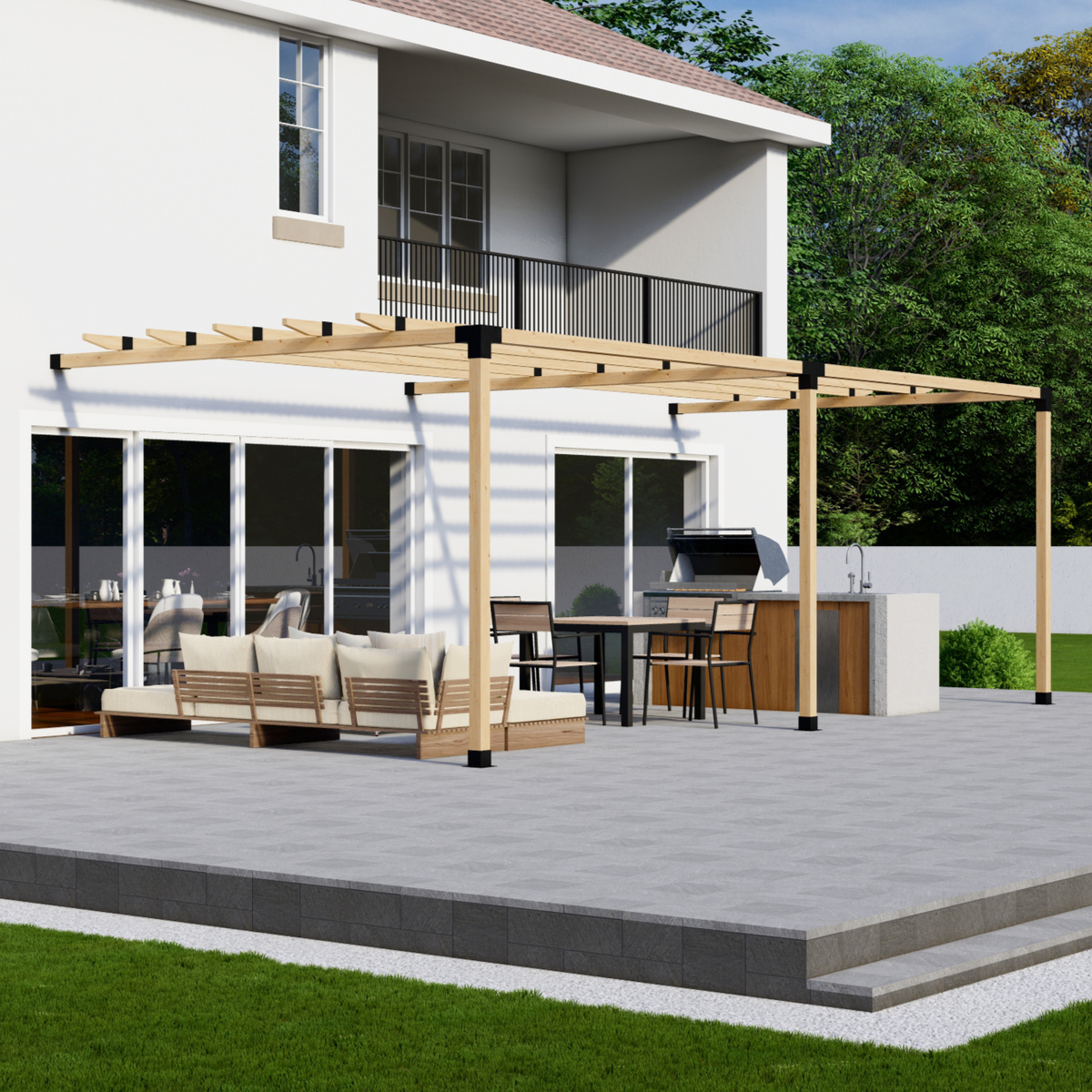 Kit pour pergola simple adossée à la maison